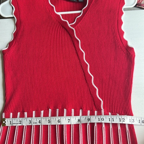 Nina Leonard Dress NWT Sweater-Dress Spring Red/White stripes Sz. S Midi ribbed - Picture 8 of 15